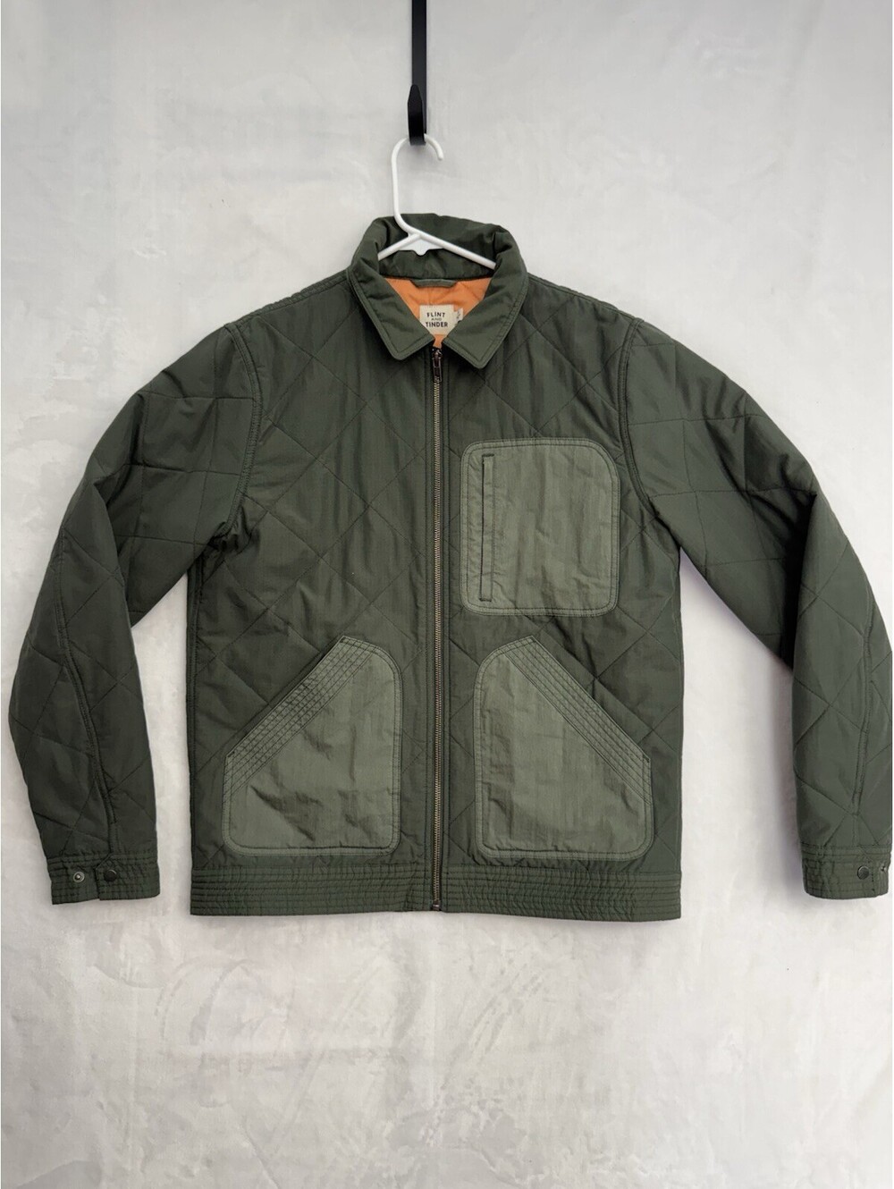 Flint and Tinder Quilted Flight Jacket in Olive Green Men's Size Medium